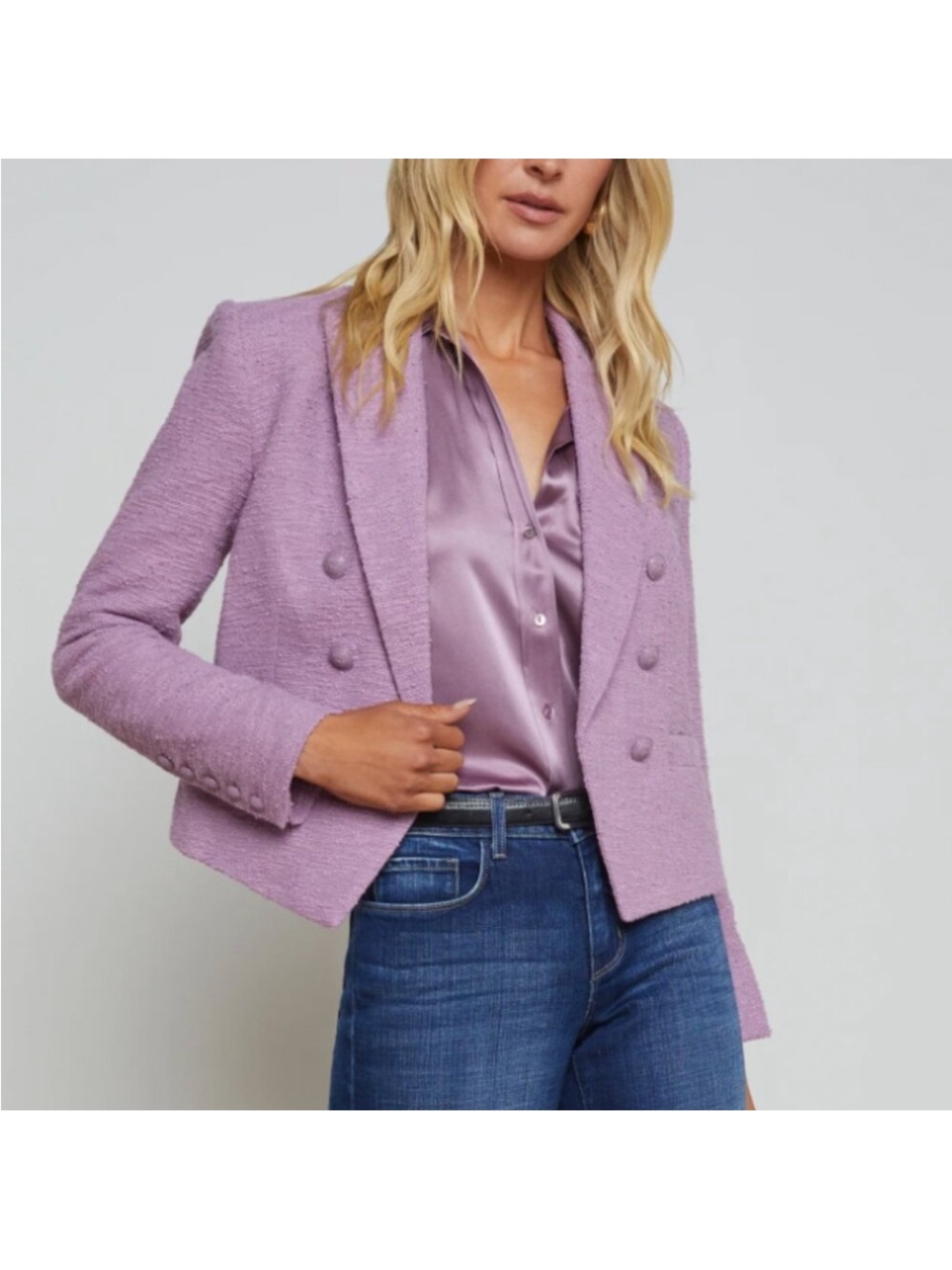 L'AGENCE Brooke
Open-Front Blazer Sz 14 
Wisteria/French Paisley
Purple - Picture 3 of 12